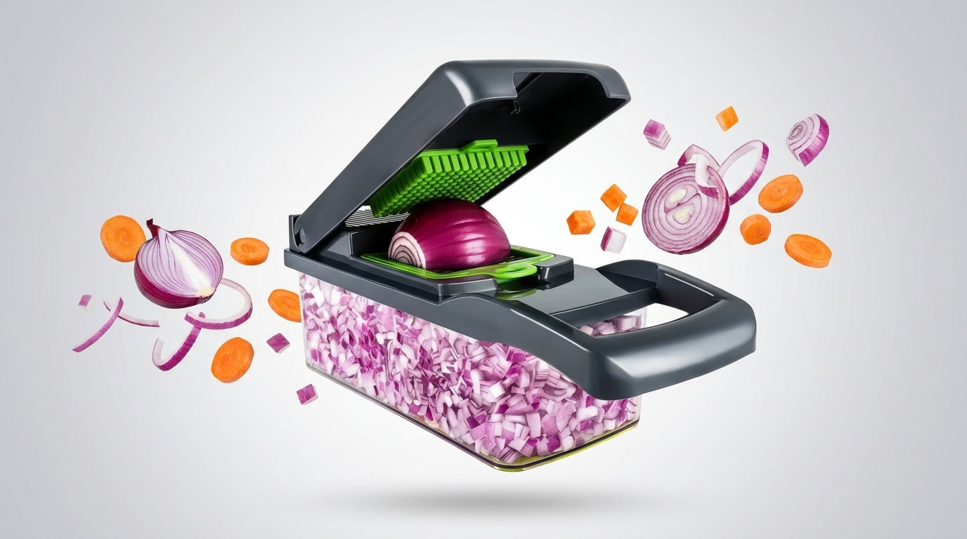 16-in-1 Vegetable Chopper — Floating - Hero | Generated by Modelize